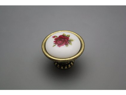 Rustikální úchytka Bohemia 40mm Růže Elizabeth červená č. 1