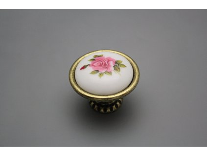 Rustikální úchytka Bohemia 40mm Růže Elizabeth růžová č. 1