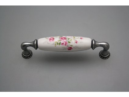 Rustikální úchytka Bohemia 128mm Růžičky růžové FV č. 1