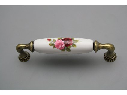 Rustikální úchytka Bohemia 128mm Růže Elizabeth č. 1