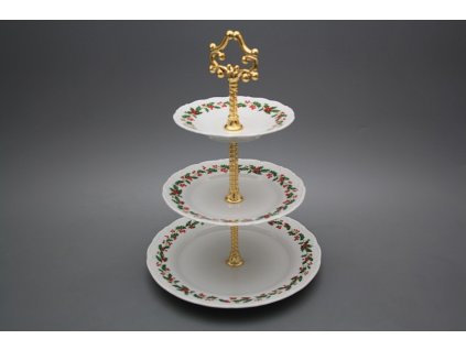 Etažér třípatrový Ofélie Vánoční Cesmína BB č. 1