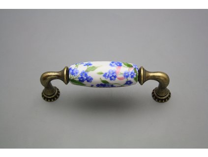 Rustikální úchytka Bohemia 96mm Pomněnky Chintz č. 1