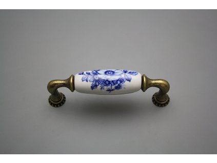 Rustikální úchytka Bohemia 96mm Blue Floral č. 1