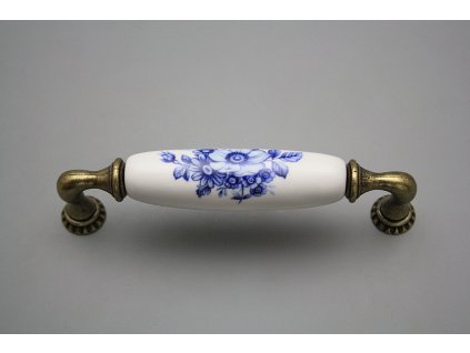 Rustikální úchytka Bohemia 128mm Blue Floral č. 1