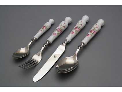 Souprava příborů Bohemia 1987 Růžové růžičky BB 24dílná s kazetou č. 1