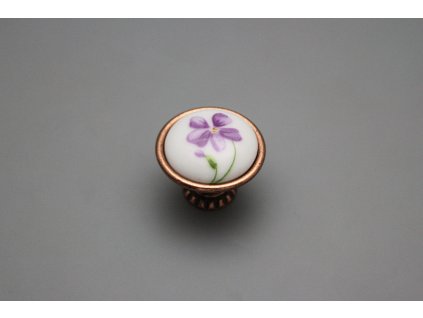 Rustikální úchytka Bohemia 35mm Fialky CU č. 1