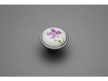 Rustikální úchytka Bohemia 35mm Fialky FV č. 1
