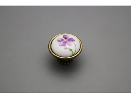 Rustikální úchytka Bohemia 35mm Fialky č. 1