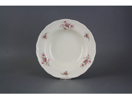 Talíř hluboký 23cm Ofélie IVORY Růžičky růžové S/M ABB č. 1