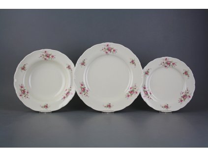 Talířová souprava Ofélie IVORY Růžičky růžové S/M 18dílná ABB č. 1