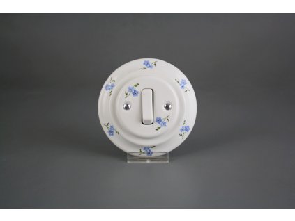 Porcelánový kolébkový vypínač č. 1 kompletní Pomněnky Házenky BBB č. 1