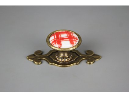 KNOMAR RUSTIKÁLNÍ ÚCHYTKA 35CM S ROZETOU KANAFAS ČERVENÝ