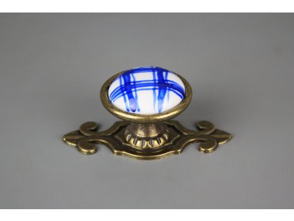 KNOVER RUSTIKÁLNÍ ÚCHYTKA 40CM S ROZETOU KANAFAS AZUROVÝ