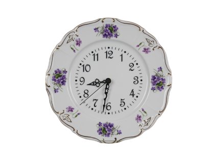MLOFIA HODINY TALÍŘOVÉ 27CM MARIE LOUISA FIALKY KGL LUX