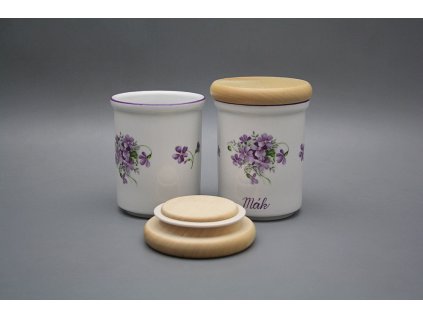 Dóza s dřevěným uzávěrem B - střední Fialky FL č. 1