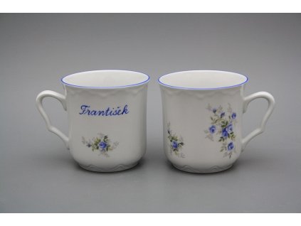 Dárkový hrnek Karel 0,27l Světlemodré růžičky AL č. 1