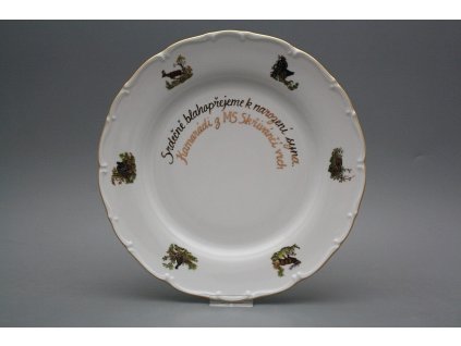 Dárkový talíř mělký 25cm Ofélie Myslivci AGL č. 1