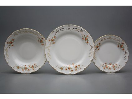 Talířová souprava s monogramem Ofélie Čajové růžičky 12dílná CGL č. 1