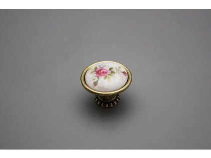 Rustikální úchytka Bohemia 35mm Růžičky růžové č. 1