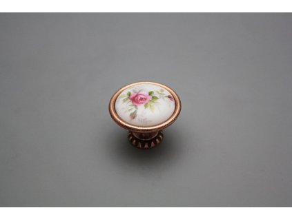 Rustikální úchytka Bohemia 35mm Růžičky růžové CU č. 1