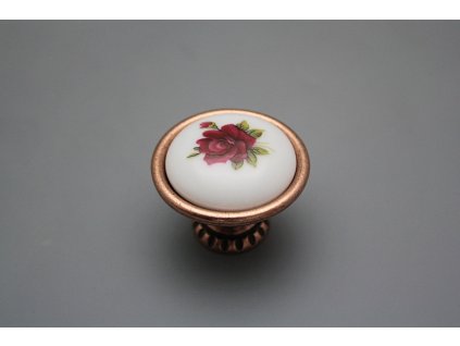 Rustikální úchytka Bohemia 40mm Růže Elizabeth červená CU č. 1