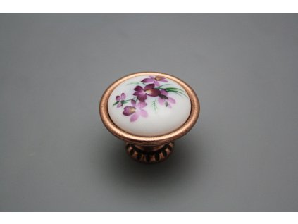 Rustikální úchytka Bohemia 40mm Viola s mašlí CU č. 1