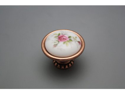 Rustikální úchytka Bohemia 40mm Růžičky růžové CU č. 1