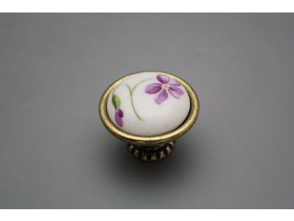 Rustikální úchytka Bohemia 40mm Fialky č. 1