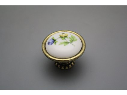 Rustikální úchytka Bohemia 40mm Míšeňská kytice č. 1