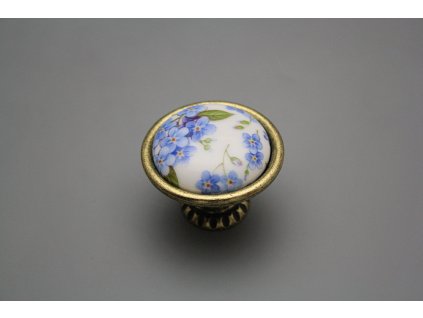 Rustikální úchytka Bohemia 40mm Pomněnky Chintz č. 1