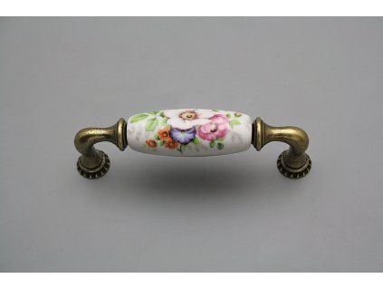 Rustikální úchytka Bohemia 96mm Míšeňská kytice č. 1