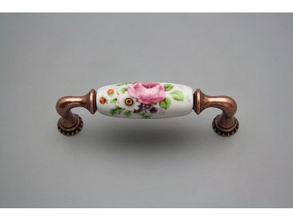 Rustikální úchytka Bohemia 96mm Míšeňská kytice CU č. 1