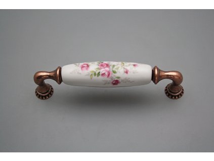 Rustikální úchytka Bohemia 128mm Růžičky růžové CU č. 1