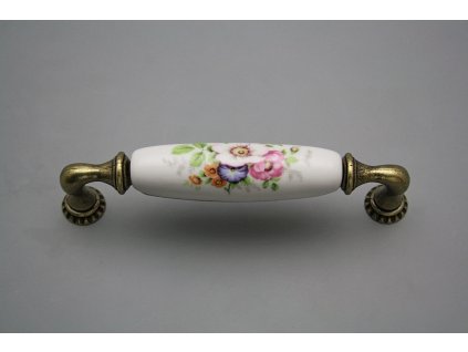 Rustikální úchytka Bohemia 128mm Míšeňská kytice č. 1