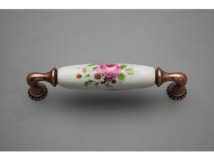 Rustikální úchytka Bohemia 128mm Míšeňská kytice CU č. 1