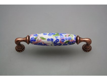 Rustikální úchytka Bohemia 128mm Pomněnky Chintz CU č. 1