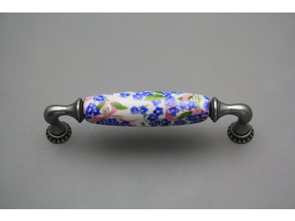 Rustikální úchytka Bohemia 128mm Pomněnky Chintz FV č. 1