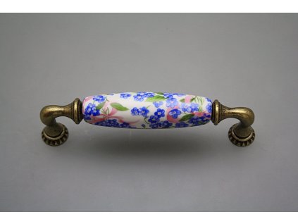 Rustikální úchytka Bohemia 128mm Pomněnky Chintz č. 1