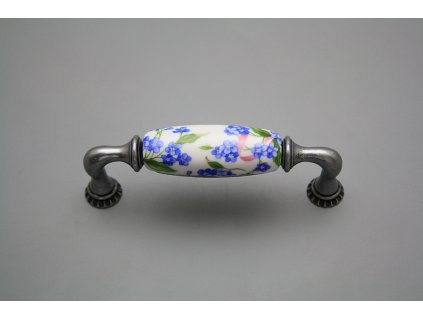 Rustikální úchytka Bohemia 96mm Pomněnky Chintz FV č. 1