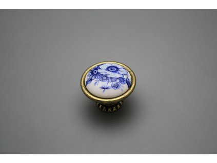 Rustikální úchytka Bohemia 40mm Blue Floral č. 1