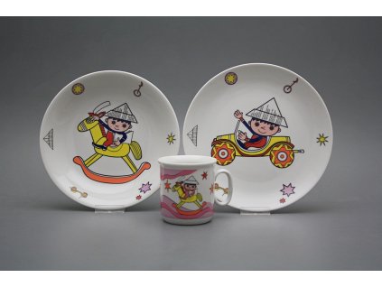 Dětská jídelní souprava Večerníček růžový BB č. 1