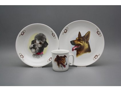 Dětská jídelní souprava Pejsci RŮZNÉ MOTIVY č. 1