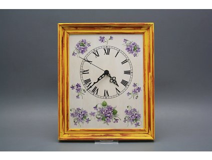Nástěnné hodiny 25x30cm Fialky cHM č. 1