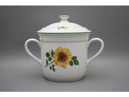 Hrnek český s 2 uchy a víkem bez výřezu Slunečnice ZL č. 1