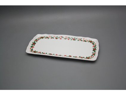 Podnos čtyřhranný 33cm Rokoko Vánoční Cesmína KBB č. 1