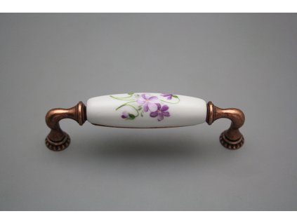 Rustikální úchytka Bohemia 128mm Fialky CU č. 1