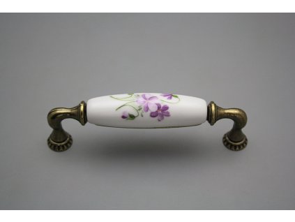 Rustikální úchytka Bohemia 128mm Fialky č. 1