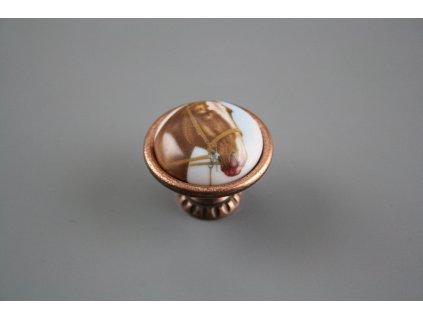 Rustikální úchytka Bohemia 40mm Koně CU č. 1