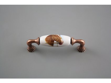 Rustikální úchytka Bohemia 96mm Koně CU č. 1