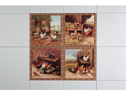 Sada obkladů 15x15cm 4dílná Chicken Farm WM č. 1